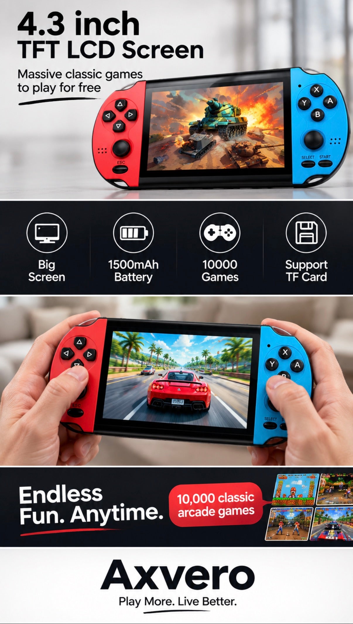 Axvero Gaming Portable Handheld Console
